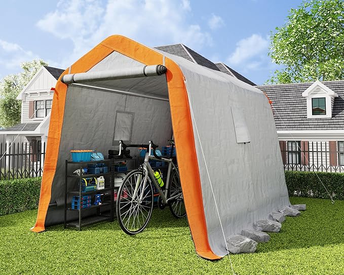 AMERLIFE 6x8x6.6 FT Heavy Duty Portable Shed Storage Shelter, Outdoor Storage by AMERLIFE