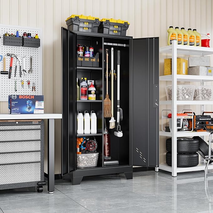 61" Broom Closet Storage Cabinet, Metal Storage Cabinet - Image 6