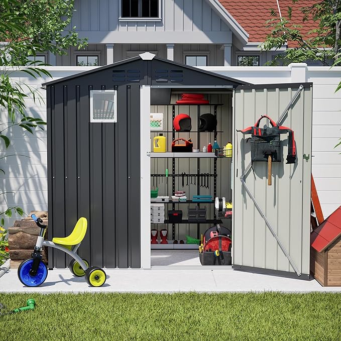 6x4 FT Outdoor Storage Shed, Metal Shed - Image 5