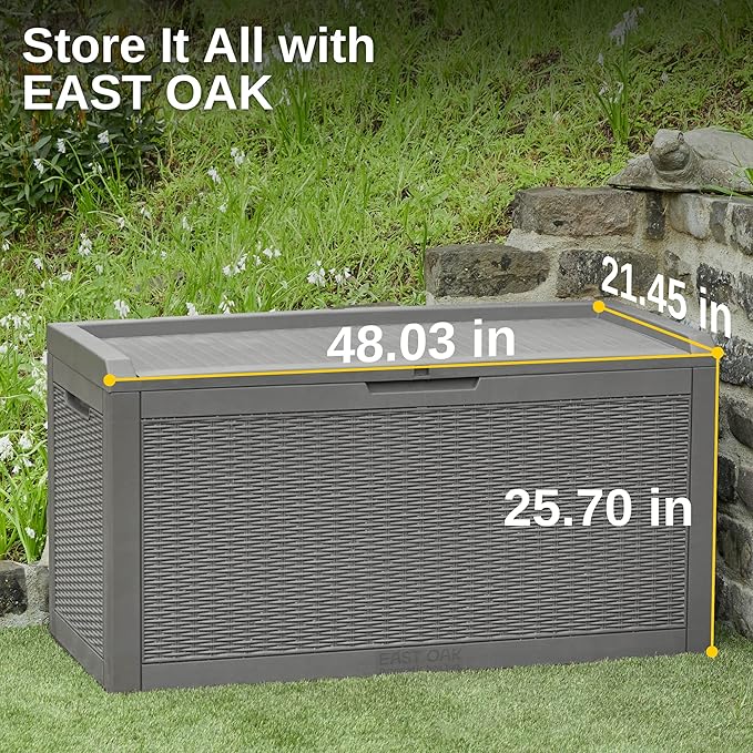 EAST OAK Outdoor Storage Box, 100 Gallon Deck Box, Waterproof Resin Storage - Image 7