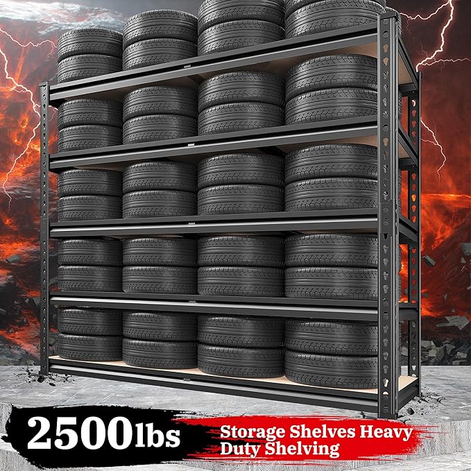 REIBII 2500LBS Garage Shelving 72''H Storage Shelves 40" W Metal Shelving 5 - Image 4