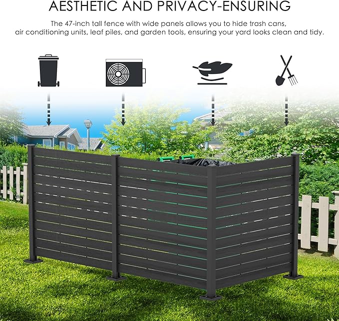 Kozyard 50" W x 48" H Outdoor Privacy Screens Aluminum Post, Air Conditioner - Image 2