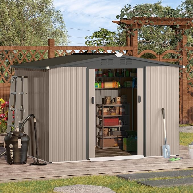 AECOJOY 8 x 6 Ft Shed, Outdoor Storage Tool Shed, Metal Garden Shed - Image 2