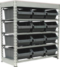King's Rack Bin Rack Boltless Steel Storage System Organizer w/ 12 Plastic Bins by Unknown