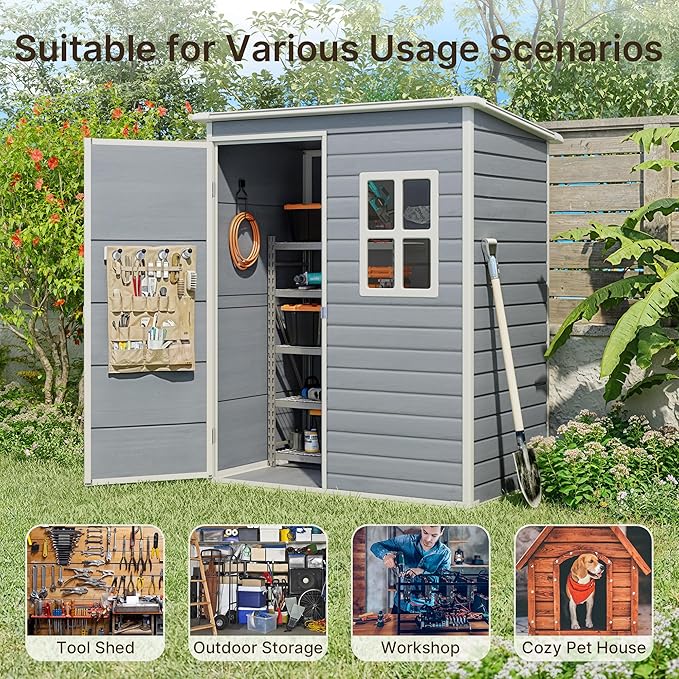 Gizoon 5x3 FT Outdoor Storage Shed - Image 8
