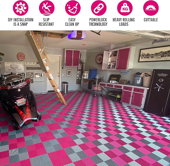 15.7"x15.7" Garage Flooring Tiles, Non-Slip Interlocking Plastic Garage Floor - Image 3