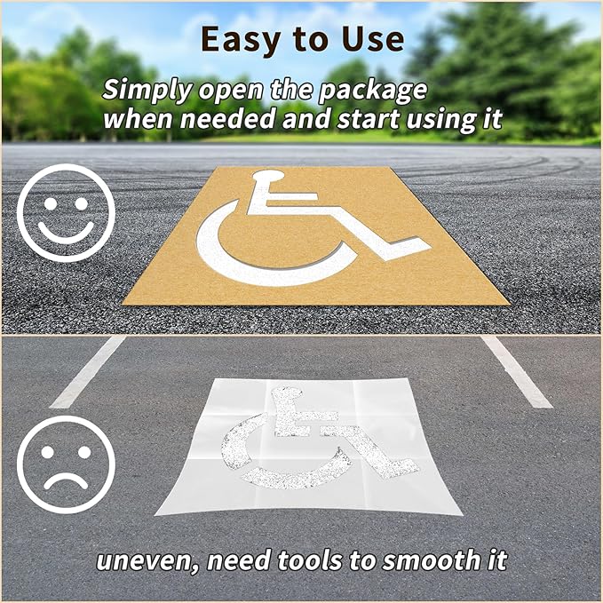 Handicap Parking Stencil, 35.5" x 33" Foldable Cardboard Parking Lot Stencils - Image 5