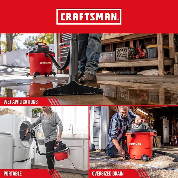 CRAFTSMAN CMXEVBE17596 20 Gal. 6.5 Peak HP Heavy Duty Wet/Dry Shop Vacuum - Image 5