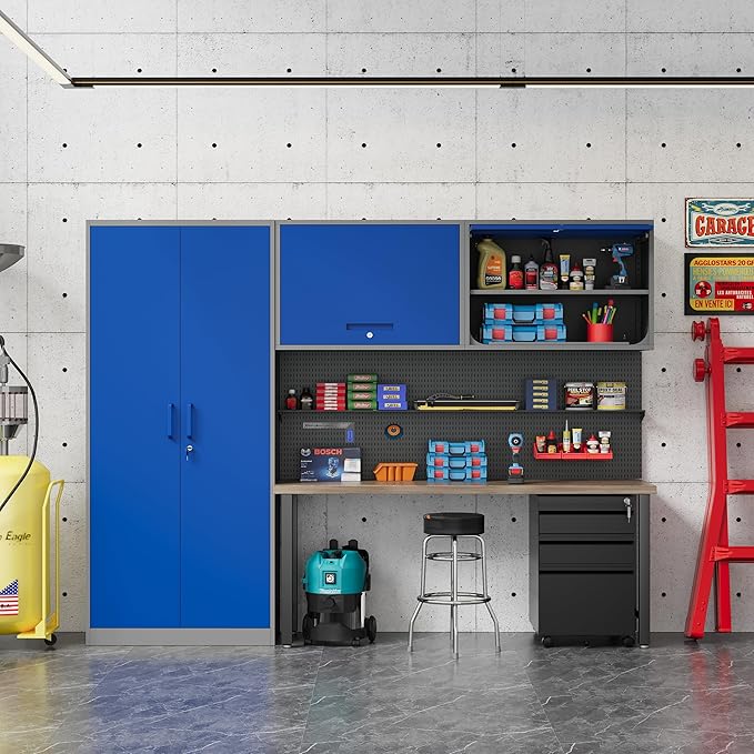 Metal Storage Cabinet Blue&Gray Wall Cabinets - Image 9
