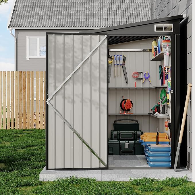 4' x 8' Outdoor Lean to Storage Sheds Outdoor, Heavy-Duty Lean to Garden - Image 8
