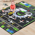 Playmat for Boys Playroom 5'x 6'6" Airport Mat for Kids Bedroom Traffic System by Isyorefam