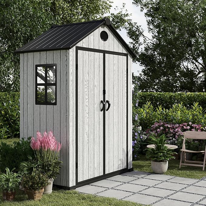5.3x3.4 FT Resin Outdoor Storage Shed, 135 Cuft Garden Tool Sheds & Outdoor - Image 6