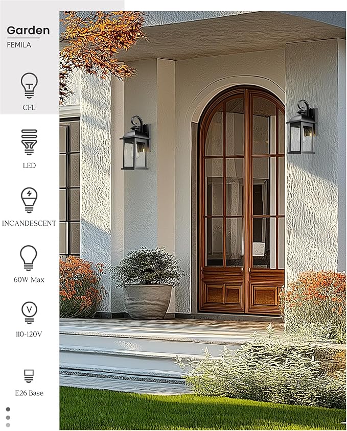 FEMILA Dusk to Dawn Outdoor Wall Sconce, Front Porch Light Fixtures Wall Mount - Image 5