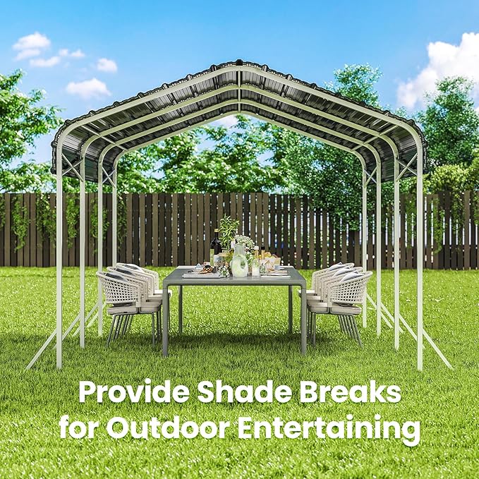 10x15 Ft Carport, Heavy Duty Metal Car Port, All-Weather Protection, Easy - Image 8