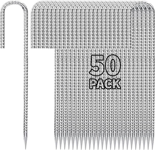 12 inch Fence Stakes Heavy Duty 50-Pack J Hook Rebar Ground Stakes Anchor by Besitu