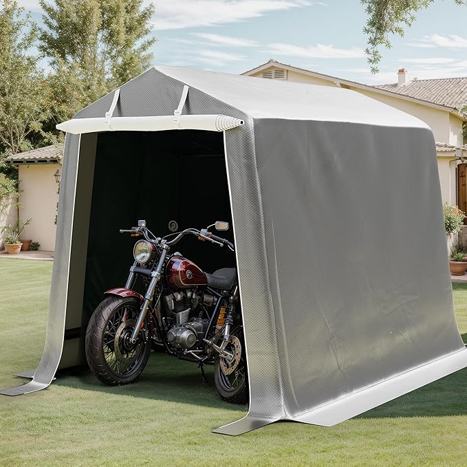 Shintenchi 6x6ft Outdoor Portable Storage Shelter Shed, Carport Storage Shed - Image 2