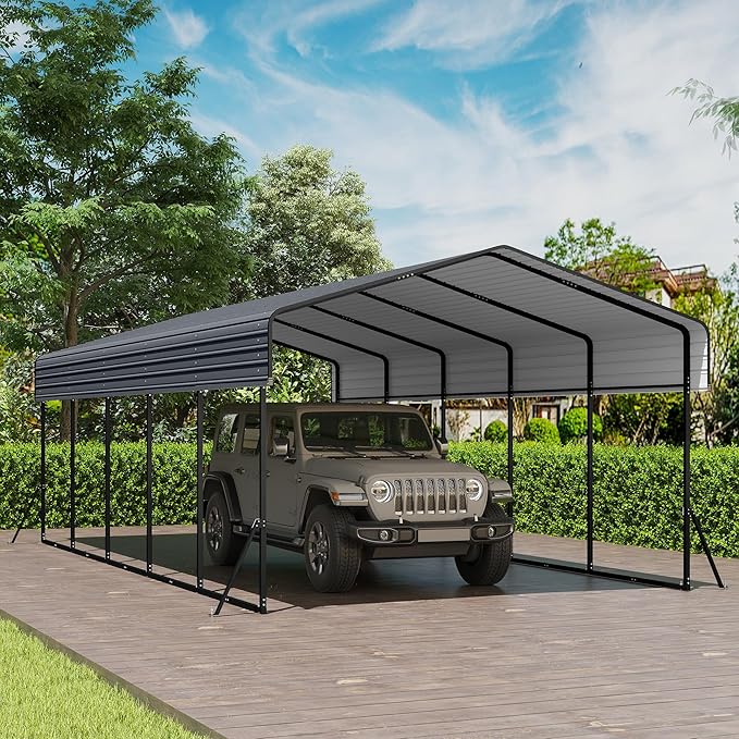 Real Relax 13' x 26' Metal Carport, Heavy Duty Carport by RealRelax