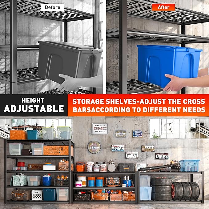 REIBII 48.2''W Garage Shelving Heavy Duty Metal Shelving 3000LBS Storage - Image 6