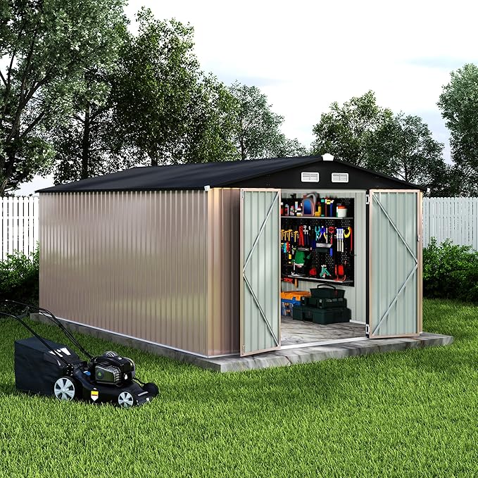 10x14 FT Metal Storage Sheds Outdoor, Metal Yard Sheds Garden Shed Kit - Image 7