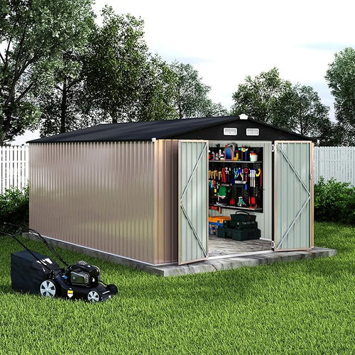 10x14x6.4 FT Outdoor Storage Sheds, Metal Garden Tool Shed by GarveeLife