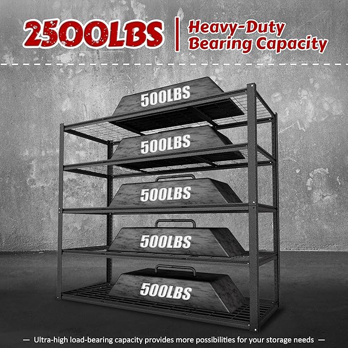 MUPATER 48" W x 20" D x 72" H Metal Storage Shelves, Garage Shelving Unit - Image 6