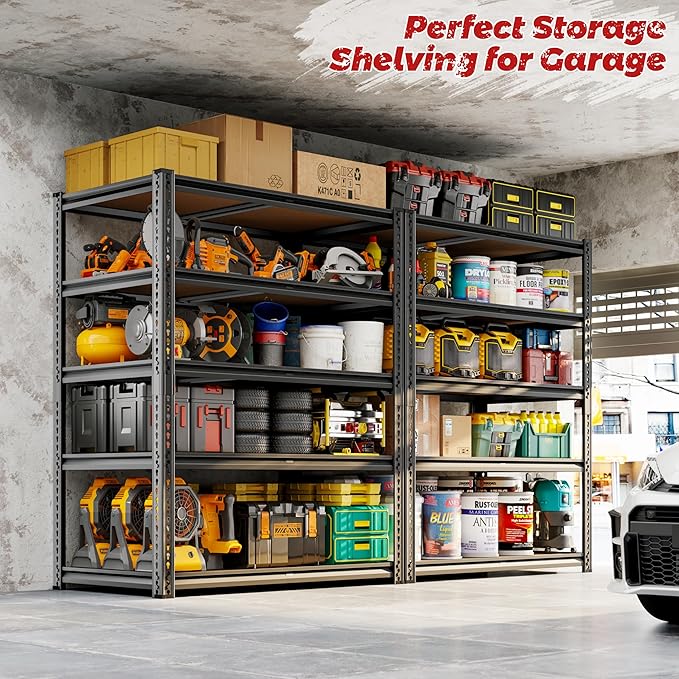 72"H Storage Shelves heavy duty, 2000LBS Garage Shelving, 5 Tier Metal Shelving - Image 5