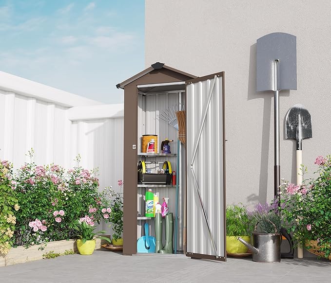 2.5x1.4 FT Outdoor Storage Shed, Small Metal Garden Shed by BNSPLY