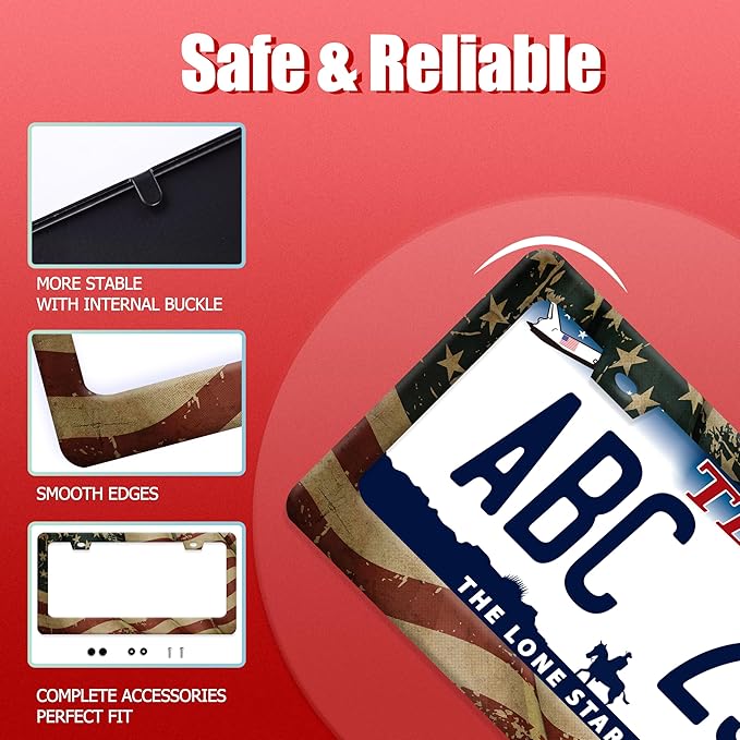 Vintage American Flag License Plate Frame Usa Flag License Plate Frames Funny - Image 2