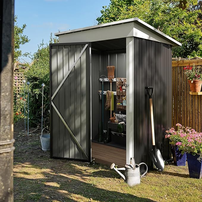 Devoko Outdoor Storage Shed 5 x 3 FT Lockable Metal Garden Shed Steel - Image 5