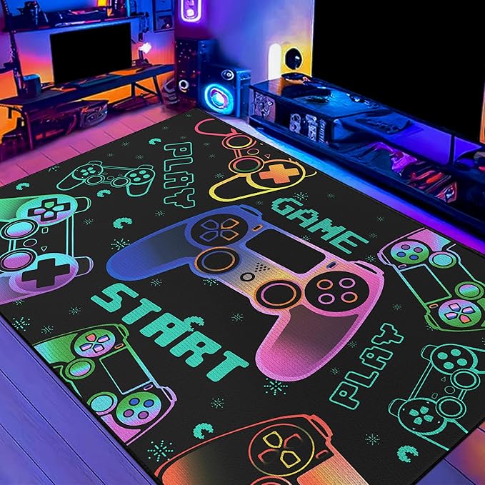 Play Gaming Rug for Bedroom Gamer Mat Gamepad for Boys Room 3x4 for Playroom by Isyorefam
