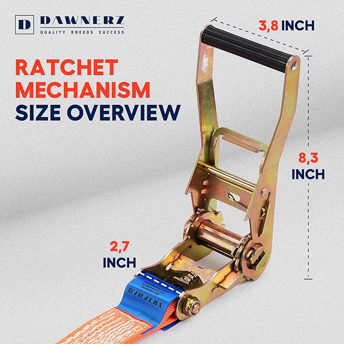 Heavy Duty Ratchet Straps 2" x 14' - 6600 Lb Breaking Strength Tie Down Straps - Image 4