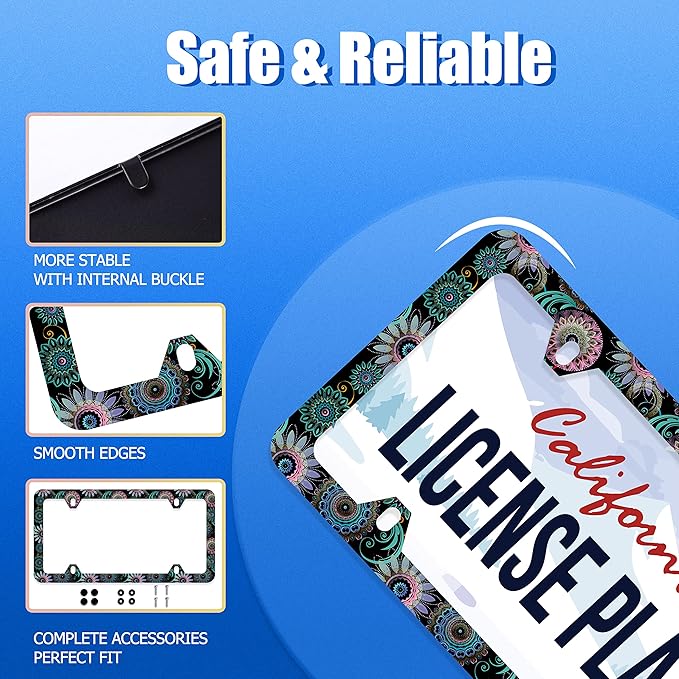 Mandala Flower License Plate Frame License Plate Stainless Steel Parts Funny - Image 2