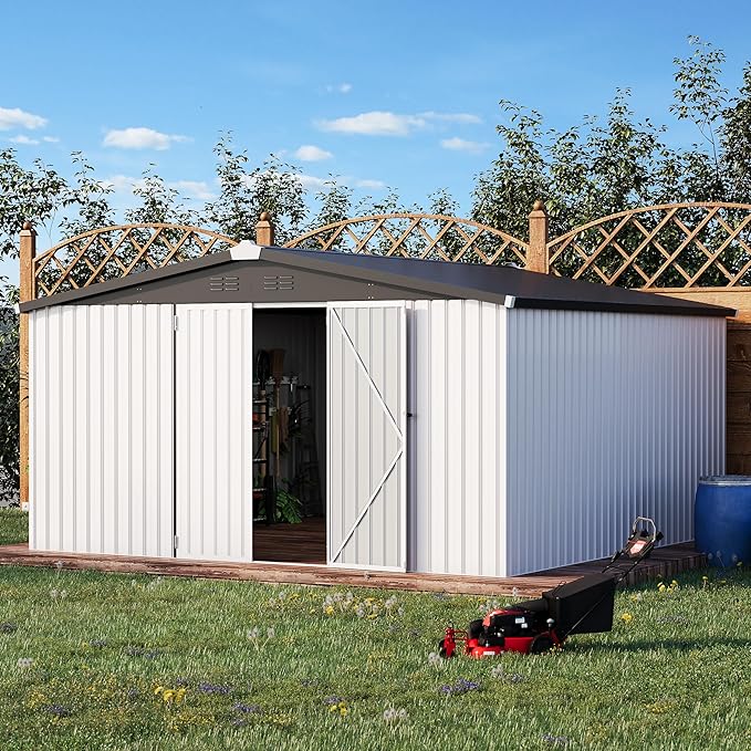 AECOJOY 12' x 12' Outdoor Storage Shed, Large Metal Sheds & Outdoor Storage - Image 4