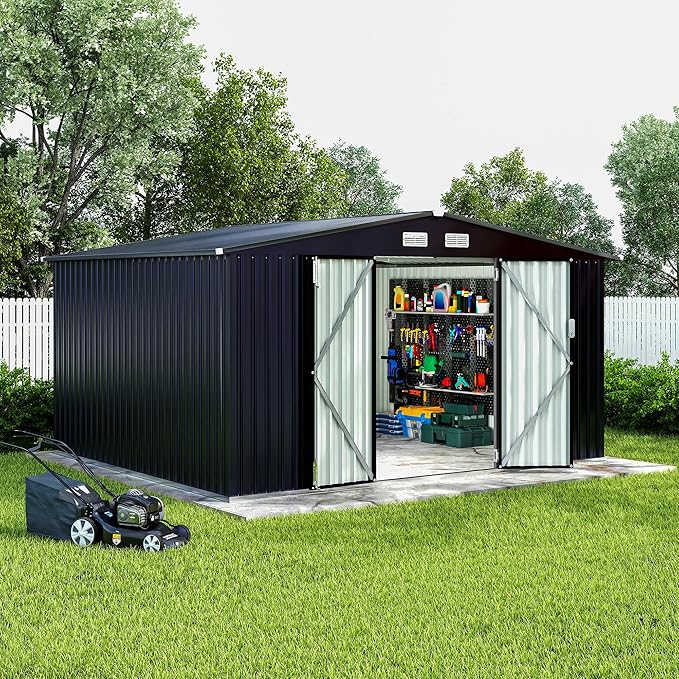 8x10x6.4 FT Outdoor Storage Sheds, Metal Garden Tool Shed by GarveeLife