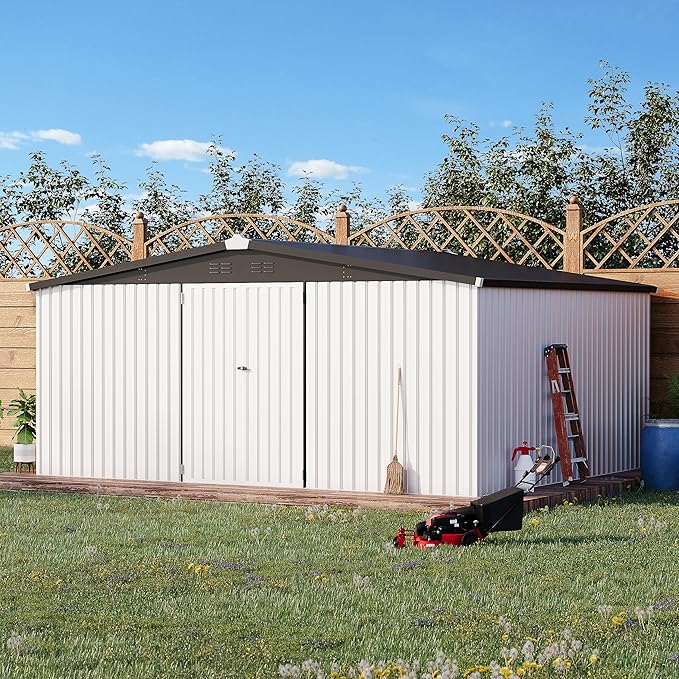 AECOJOY 14' x 12' Outdoor Storage Shed, Large 12x14 Metal Sheds & Outdoor - Image 2