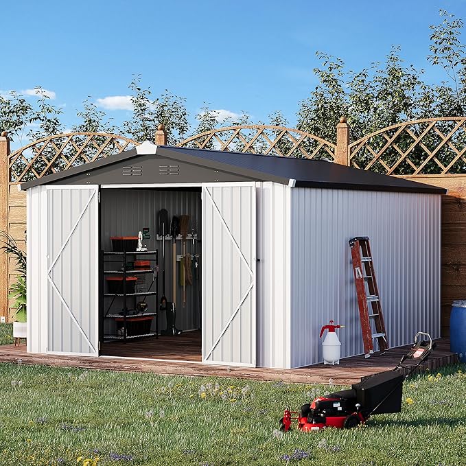 U-MAX 10x14 Shed, 14x10 Metal Outdoor Storage Shed, Large Outside Storage - Image 4