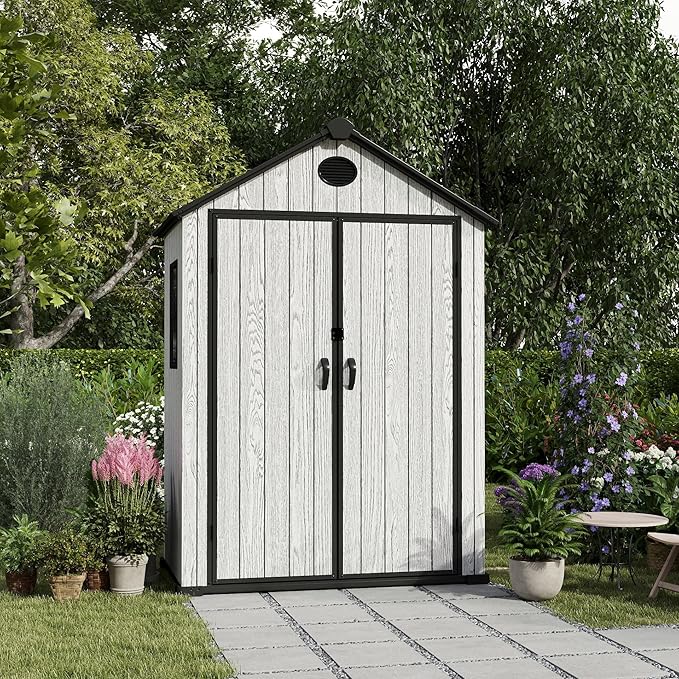 5.3x3.4 FT Resin Outdoor Storage Shed, 135 Cuft Garden Tool Sheds & Outdoor - Image 5